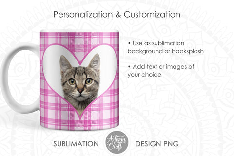 Photo mug sublimation designs with pink plaid SVG Artisan Craft SVG 