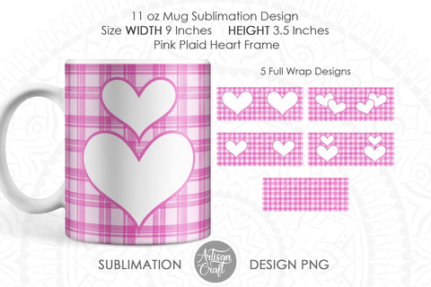 Photo mug sublimation designs with pink plaid SVG Artisan Craft SVG 