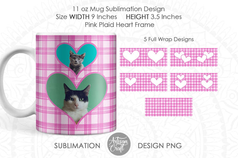 Photo mug sublimation designs with pink plaid SVG Artisan Craft SVG 