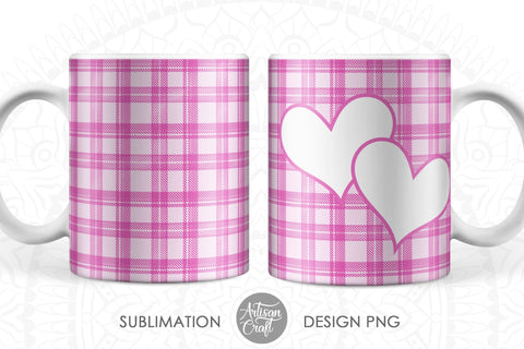 Photo mug sublimation designs with pink plaid SVG Artisan Craft SVG 