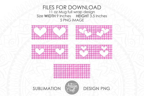 Photo mug sublimation designs with pink plaid SVG Artisan Craft SVG 