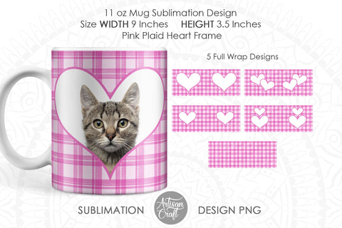 Photo mug sublimation designs with pink plaid SVG Artisan Craft SVG 