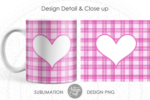 Photo mug sublimation designs with pink plaid SVG Artisan Craft SVG 