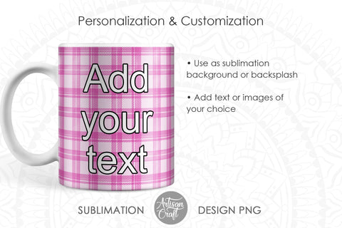 Photo mug sublimation designs with pink plaid SVG Artisan Craft SVG 
