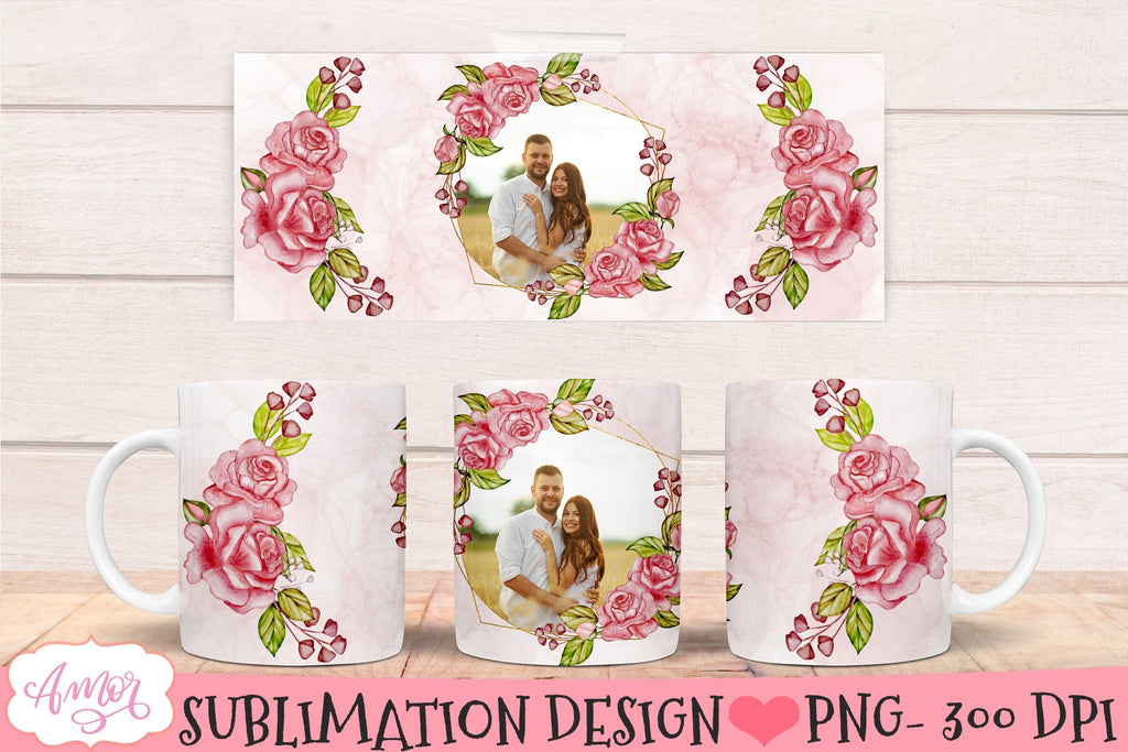 Photo mug template for sublimation, customizable mug PNG - So Fontsy