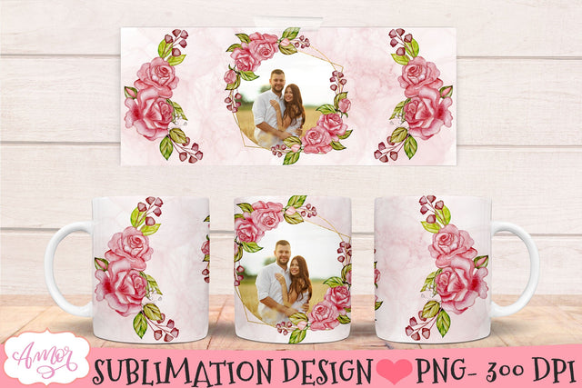 Photo mug template for sublimation, customizable mug PNG Sublimation Amorclipart 