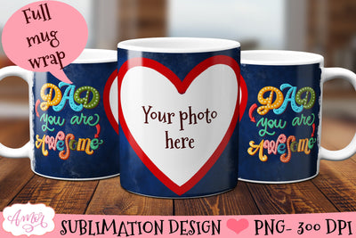 Photo mug wrap sublimation design for Father's day Sublimation Amorclipart 