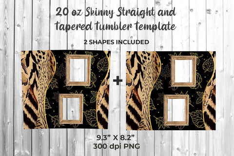 Photo Skinny Tumbler Template Wrap with Cheetah 20oz for Sublimation Sublimation Sublimatiz Designs 