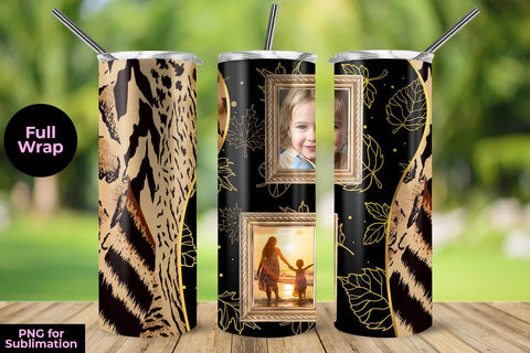 Photo Skinny Tumbler Template Wrap with Cheetah 20oz for Sublimation Sublimation Sublimatiz Designs 