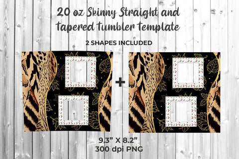 Photo Skinny Tumbler Template Wrap with Cheetah 20oz for Sublimation Sublimation Sublimatiz Designs 