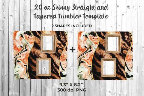 Photo Skinny Tumbler Wrap Template with Marble & Cheetah 20oz Sublimation Sublimation Sublimatiz Designs 