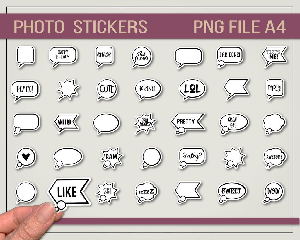 Photo stickers PNG on A4 size - So Fontsy