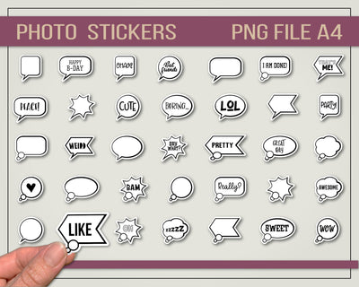Photo stickers PNG on A4 size SVG Boertiek 