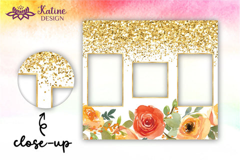 Photo Tumbler, Photo Tumbler Sublimation Template, Photo Tumbler Sublimation, Flower Tumbler, Floral Tumbler, Watercolor Tumbler, Gold Glitter, Wrap Design Sublimation Bundle for 20 Oz Skinny Tumbler PNG Sublimation KatineDesign 