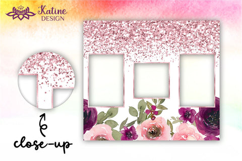 Photo Tumbler, Photo Tumbler Sublimation Template, Photo Tumbler Sublimation, Flower Tumbler, Floral Tumbler, Watercolor Tumbler, Rose Gold Glitter, Wrap Design Sublimation Bundle for 20 Oz Skinny Tumbler PNG Sublimation KatineDesign 