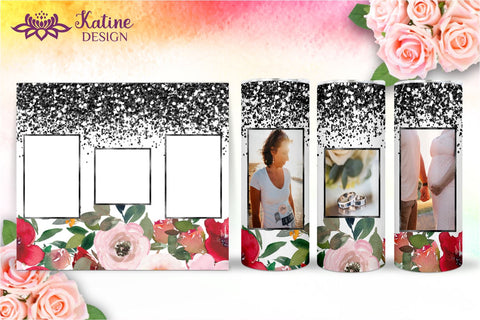 Photo Tumbler, Photo Tumbler Sublimation Template, Photo Tumbler Sublimation, Flower Tumbler, Floral Tumbler, Watercolor Tumbler, Rose Tumbler, Yellow, Orange, Pink, Blue, Green Wrap Design Sublimation Bundle for 20 Oz Skinny Tumbler PNG Sublimation KatineDesign 