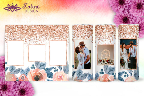 Photo Tumbler, Photo Tumbler Sublimation Template, Photo Tumbler Sublimation, Flower Tumbler, Floral Tumbler, Watercolor Tumbler, Rose Tumbler, Yellow, Orange, Pink, Blue, Green Wrap Design Sublimation Bundle for 20 Oz Skinny Tumbler PNG Sublimation KatineDesign 