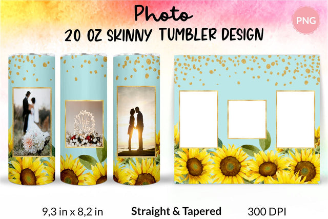 Photo Tumbler, Photo Tumbler Sublimation Template, Photo Tumbler Sublimation, Flower Tumbler, Floral Tumbler, Watercolor Tumbler, Wrap Design Sublimation Bundle for 20 Oz Skinny Tumbler Straight and Tapered PNG Sublimation KatineDesign 