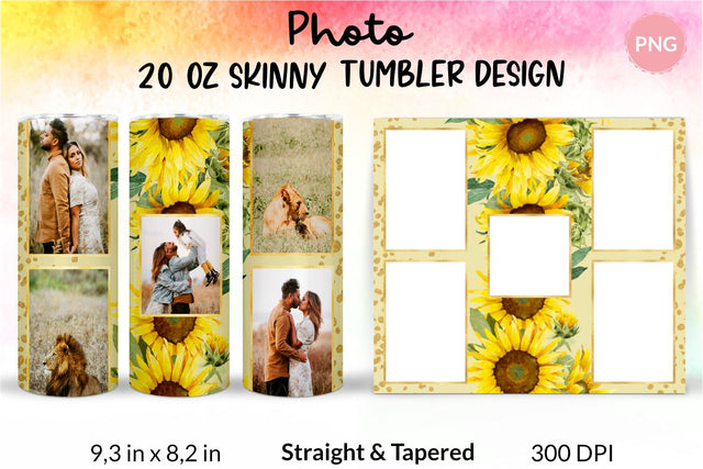 Photo Tumbler, Photo Tumbler Sublimation Template, Photo Tumbler Sublimation, Flower Tumbler, Floral Tumbler, Watercolor Tumbler, Wrap Design Sublimation Bundle for 20 Oz Skinny Tumbler Straight and Tapered PNG Sublimation KatineDesign 