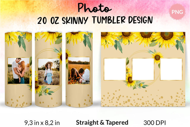 Photo Tumbler, Photo Tumbler Sublimation Template, Photo Tumbler Sublimation, Flower Tumbler, Floral Tumbler, Watercolor Tumbler, Wrap Design Sublimation Bundle for 20 Oz Skinny Tumbler Straight and Tapered PNG Sublimation KatineDesign 