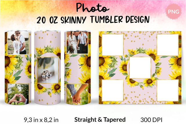 Photo Tumbler, Photo Tumbler Sublimation Template, Photo Tumbler Sublimation, Flower Tumbler, Floral Tumbler, Watercolor Tumbler, Wrap Design Sublimation Bundle for 20 Oz Skinny Tumbler Straight and Tapered PNG Sublimation KatineDesign 