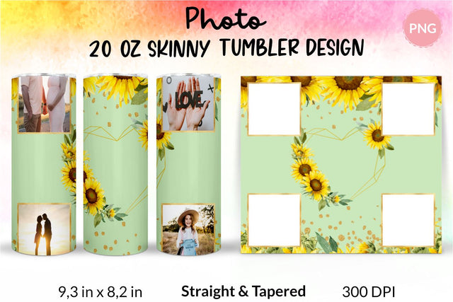 Photo Tumbler, Photo Tumbler Sublimation Template, Photo Tumbler Sublimation, Flower Tumbler, Floral Tumbler, Watercolor Tumbler, Wrap Design Sublimation Bundle for 20 Oz Skinny Tumbler Straight and Tapered PNG Sublimation KatineDesign 