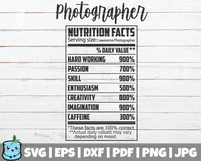 Photographer Nutrition Facts SVG MintyMarshmallows 