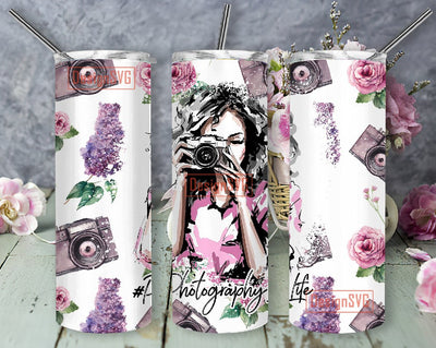 Photography Life Tumbler Sublimation Design Download, Photographer 20oz Skinny Tumbler Design PNG, Tumbler Wrap PNG Sublimation DesignSVG 