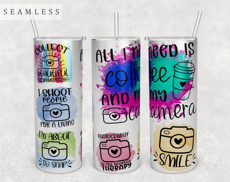 Photography Quotes Tumbler Wrap, 20 Oz Skinny Tumbler Sublimation Design, Seamless Photographer Tumbler PNG Sublimation HappyDesignStudio 