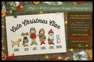 Photoshop Cute Christmas Clan - Family Characters - cute people clipart PSD PNG SVG CleanCutCreative 