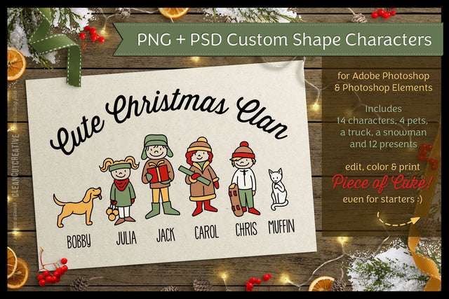 Photoshop Cute Christmas Clan - Family Characters - cute people clipart PSD PNG SVG CleanCutCreative 