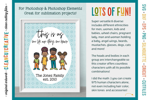 Photoshop FAMILY CLIPART create custom portrait | 975+ people graphics Sublimation CleanCutCreative 