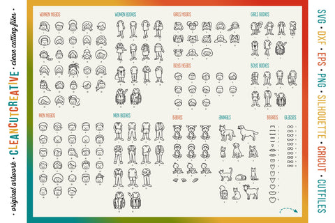 Photoshop FAMILY CLIPART create custom portrait | 975+ people graphics Sublimation CleanCutCreative 