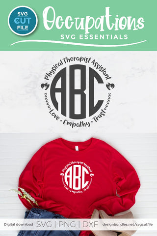 Physical therapist assistant svg, PTA monogram svg SVG SVG Cut File 