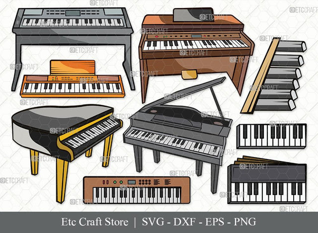Piano Clipart SVG Cut File | Synth Svg | Grand Piano Svg | Piano Keys Svg | Bundle SVG ETC Craft 