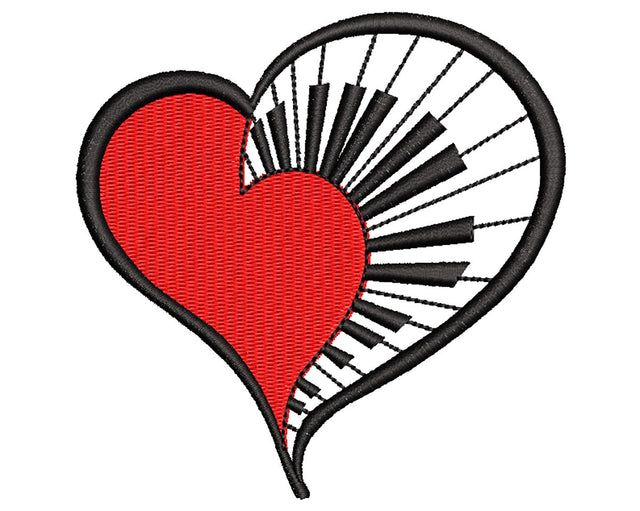 Piano Heart, Music Machine Embroidery Design Embroidery/Applique DESIGNS Canada Embroidery 