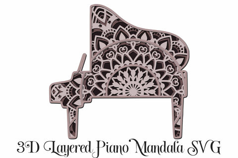 Piano Layered Mandala 3D Layered SVG file, 4 layers for Cricut or Cameo SVG Digital Honeybee 