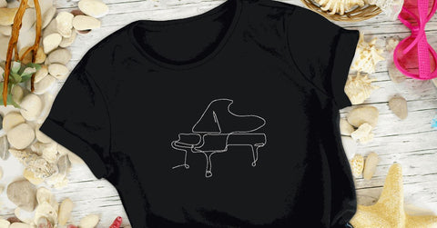 Piano One Line Minimalist Machine Embroidery Design Embroidery/Applique DESIGNS Angie 