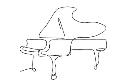 Piano One Line Minimalist Machine Embroidery Design Embroidery/Applique DESIGNS Angie 