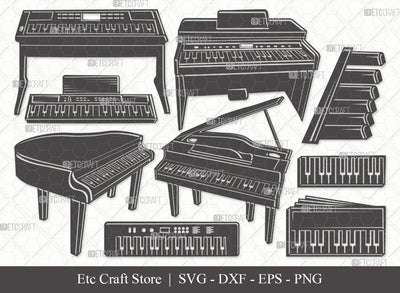 Piano Silhouette SVG Cut File | Synth Svg | Grand Piano Svg | Piano Keys Svg | Bundle SVG ETC Craft 