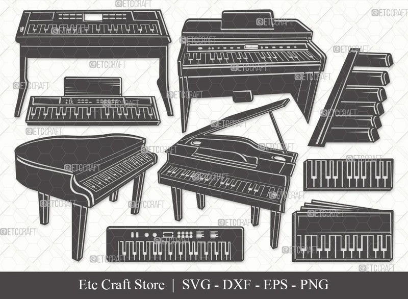 Piano Silhouette SVG Cut File | Synth Svg | Grand Piano Svg | Piano ...