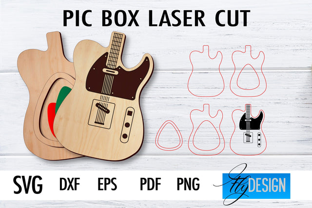 Pic Box Laser Cut SVG | Guitar SVG Design | CNC Files SVG Fly Design 