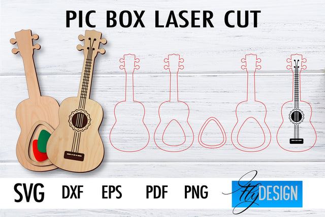 Pic Box Laser Cut SVG | Guitar SVG Design | CNC Files SVG Fly Design 