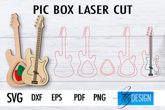 Pic Box Laser Cut SVG | Guitar SVG Design | CNC Files SVG Fly Design 