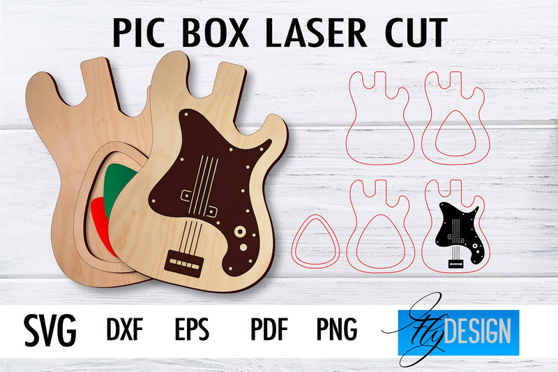 Pic Box Laser Cut SVG | Guitar SVG Design | CNC Files SVG Fly Design 