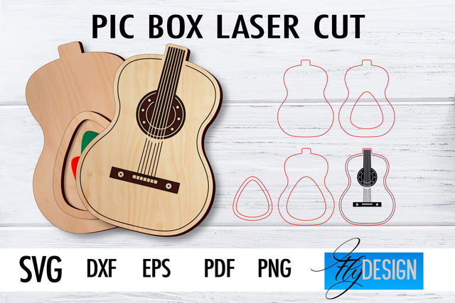 Pic Box Laser Cut SVG | Guitar SVG Design | CNC Files SVG Fly Design 