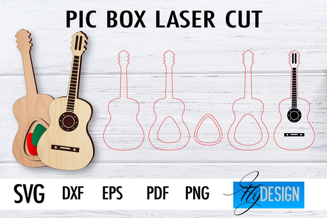 Pic Box Laser Cut SVG | Guitar SVG Design | CNC Files SVG Fly Design 