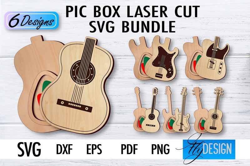 Pic Box Laser Cut SVG | Guitar SVG Design | CNC Files SVG Fly Design 