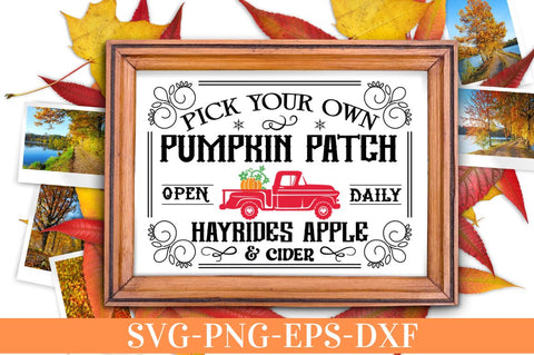 Pick your own pumpkin patch open daily hayrides apple & cider SVG SVG DESIGNISTIC 