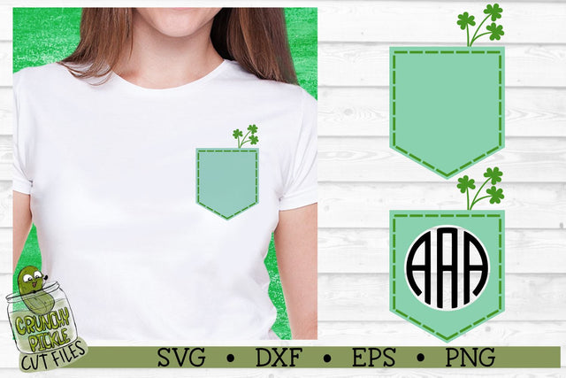 Pickle Pockets - Monogram Clover Shamrock St. Patrick's SVG SVG Crunchy Pickle 